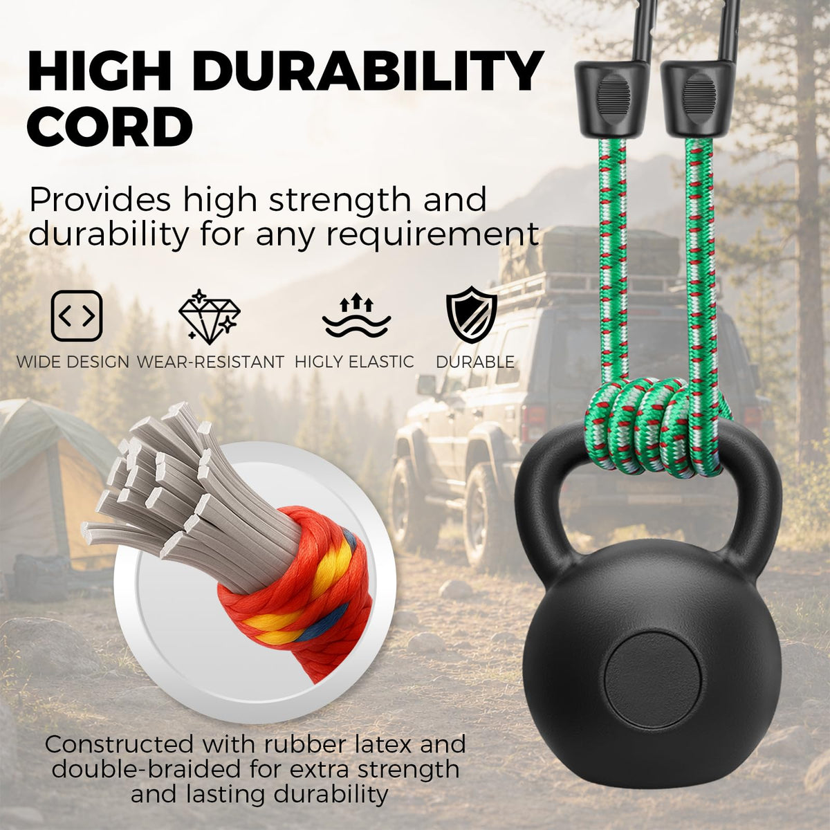 32-Piece Bungee Cords with Hooks - 18" 24" 30" 36" 48" Bungee Cords Heavy Duty Outdoor, 10" Mini Elastic Cord Straps, Canopy Tarp Ball Ties, Tarp Clips, with Storage Bag