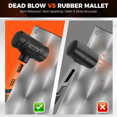 HORUSDY 4-Piece Dead Blow Hammer Set (0.5lb, 1lb, 2lb, 3lb) – One-Piece Molded Body, Steel Shot Filled, No Rebound, Non-Spark, Non-Slip Grip, for Auto, Carpentry & Tile Work | Amazon US image 7
