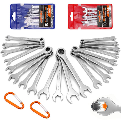 HORUSDY 20-Piece Mini Wrench Set, Small Wrench Set, Metric and SAE Mini Combination Wrench Sets