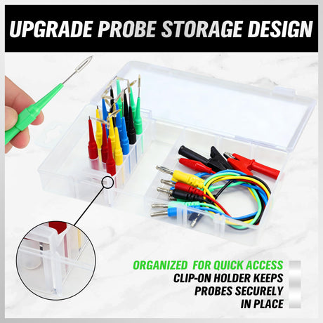 HORUSDY 22PCS Back Probe Pin Kit, Electrical Testing Probes with 5 Colors Silicone Wires for Multimeter, Circuit Diagnosis & Automotive Testing