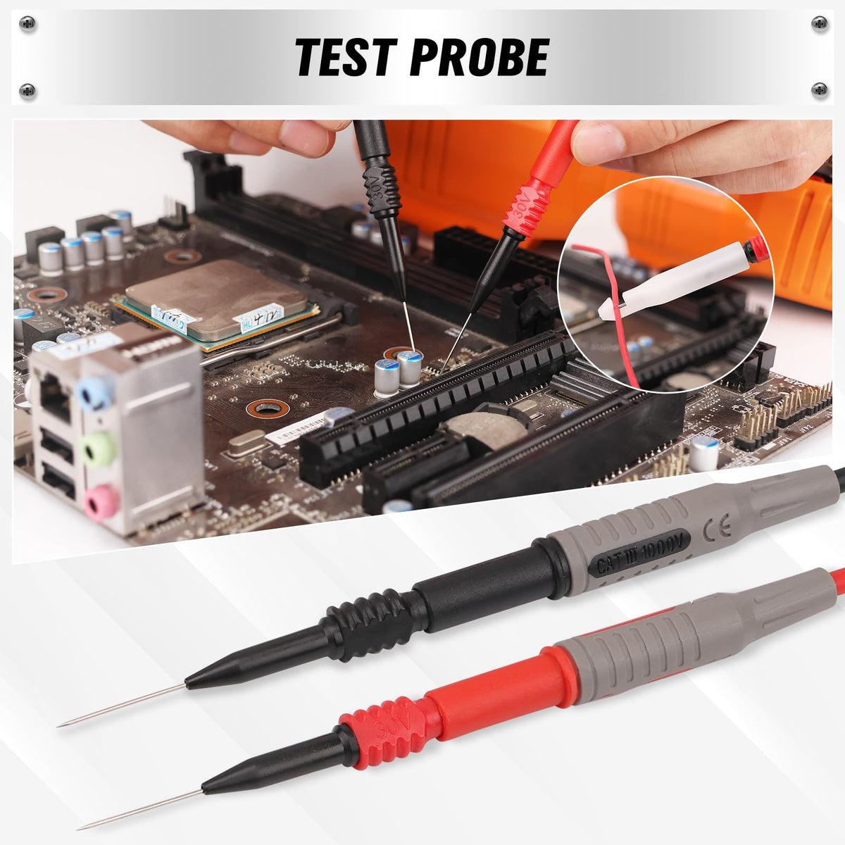 SWANLAKE 27-Piece Multimeter Test Leads Set, CAT.III 1000V / CAT.IV 600V Multimeter Probes with Alligator Clips, Needle Probe, Replaceable Probe Accessories, Soft PVC Volt Meter Lead