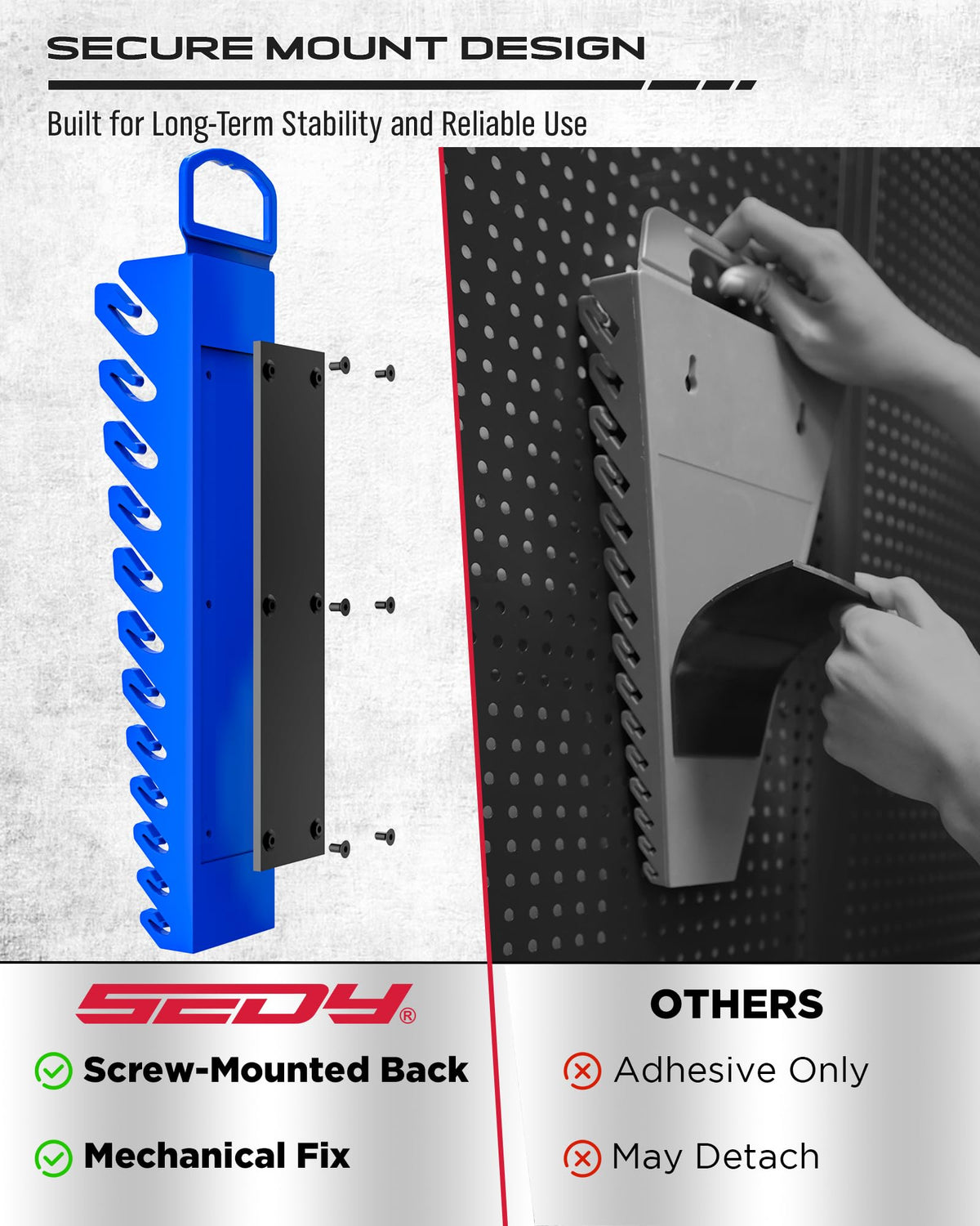 2-Pack Magnetic Wrench Organizer Set, 24-Slot Premium Wrench Rack Holder with Non-Slip Carry Handle for Tool Box Drawer Wall Storage, SAE (1/4'' to 15/16'') & Metric (6mm to 24mm)