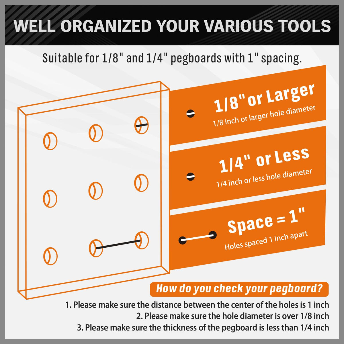 HORUSDY 309 PCS Pegboard Hooks Assortment Kit – 17 Types Heavy Duty Peg Board Hooks & Organizer Accessories – Fits 1/8 & 1/4 Inch Pegboard Durable Metal Wall Hooks for Garage Kitchen Workshop