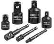 HORUSDY 7 Piece Impact Sockets Adapter Set, Hex Shank Socket to Drill Adapter 1/4" 3/8" 1/2", Cr-V Steel Impact Driver Wrench Socket Reducer Set