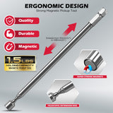 22-Piece Magnetic Extra Long Nut Driver Set, SAE (9/16"-1/4") & Metric (8-15mm), 6" Impact Nut Drivers with PH2 Bits, 1.5lb Telescoping Magnetic Pickup Tool & Storage Rail, 1/4" Hex Shank, S2 Steel
