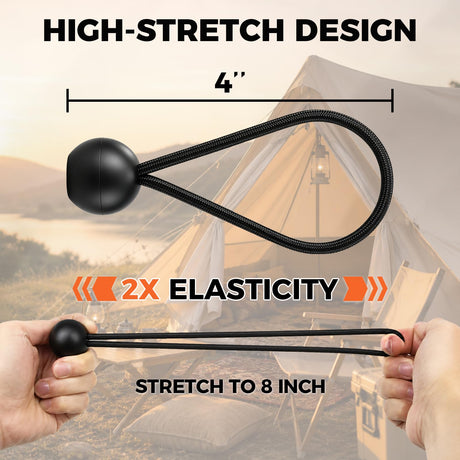 30 Pack 4-Inch Bungee Balls, Black Heavy Duty Heavyweight Bungee Cords with Balls, Weather Resistant Tie Down Strap 4mm Thickness for Camping, Tents, Cargo, Holding Wire and Hoses | Amazon US image 3