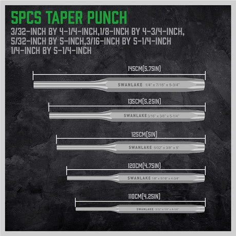 16-Piece Precision Punch & Chisel Set - Taper Punch, Pin Center Punch, Cold Chisels & Gauge for Versatile Applications