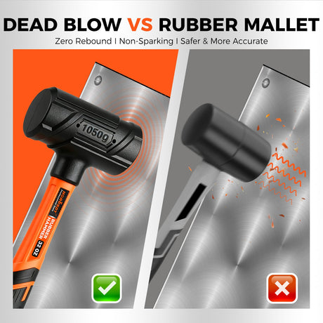 2 LB Dead Blow Hammer, One-Piece Molded, Steel Shot Filled, Non-Slip Grip | Amazon US image 7