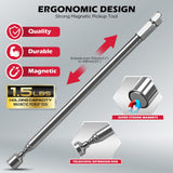 11PCS Magnetic Extra Long Nut Driver Set, Metric 8-15mm, 6" Impact Nut Drivers with PH2 Bits, 1.5lb Telescoping Magnetic Pickup Tool & Storage Rail, 1/4" Hex Shank, S2 Steel for Automotive Home Repair