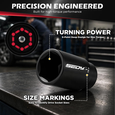 32-Piece 1/2" Drive Impact Socket Set, Metric SAE Deep Sockets, CR-V Steel