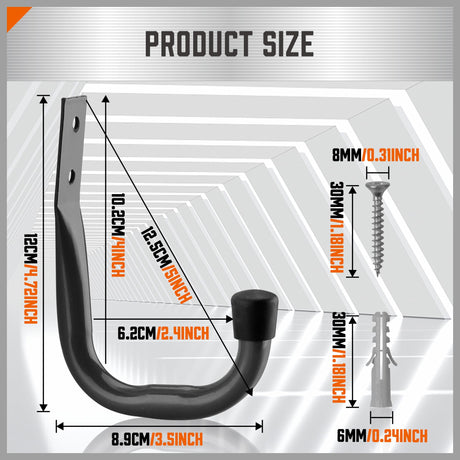 HORUSDY Heavy Duty Metal Wall Hooks, 6-Pack