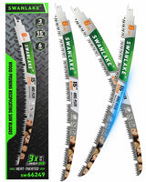 15-Inch Reciprocating Saw Blades, 3-Pack 6TPI Arc Edge for Pruning