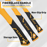 ELEAD 6-Piece Mallet Hammer Set, Fiberglass Handle Forge Steel Head, 32oz Rubber Mallet & Ball Peen Hammers, 16oz Ball Peen Hammer, 3LB Sledge & Cross Peen Hammers, 600g Wood Split Axe