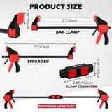6-Pack 12 Inch Bar Clamps for Woodworking with 2-Piece Clamp Connector, 12" Quick-Release Wood Clamps with 150 LBS Load Limit, Trigger Clamp Set, One-Handed Clamps/Spreader for Woodworking