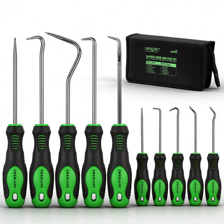 SWANLAKE 10PCS Pick and Hook Set, Pick Tool Set for Car Auto Oil Seal/O-Ring Seal Gasket Pick Mini Hooks Puller Remover (10PCS)