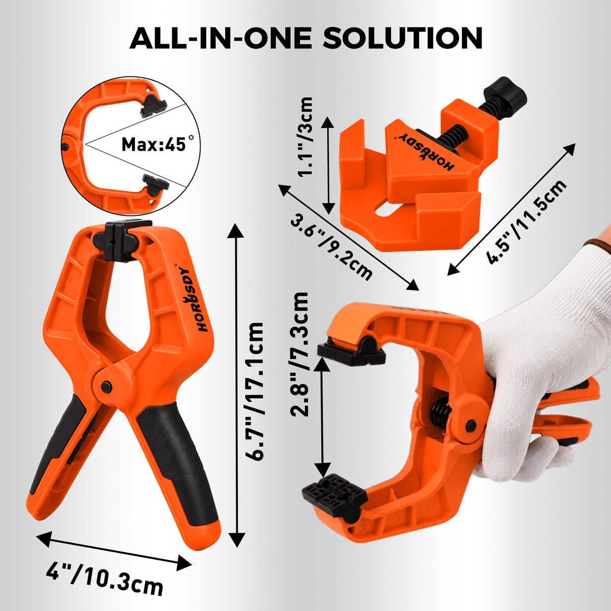 10-Piece Bar Clamp Set for Woodworking, 4 x 6-inch & 2 x 12-inch One-Handed F Clamp/Spreader, 132 lbs Load Capacity, Includes Spring Clamps & 90° Angle Clamp, Quick-Release Grip