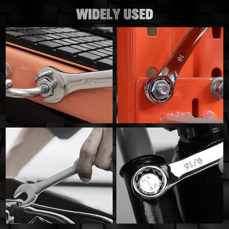 SWANLAKE 30-Piece Combination Wrench Set, Metric & SAE (8-22mm & 1/4” to 1-1/16”),12-Point Open End Standard Wrench Set, Mechanics Wrenches Sets, Chrome Vanadium Steel with Storage Rack