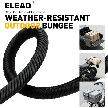 Heavy Duty Bungee Cord Roll, 1/8" x 110ft Marine Grade Outdoor Bungee Cords, Black Super Elastic Shock Cords, Long Cord for Cargo, Camping, Bike Racks, Tents