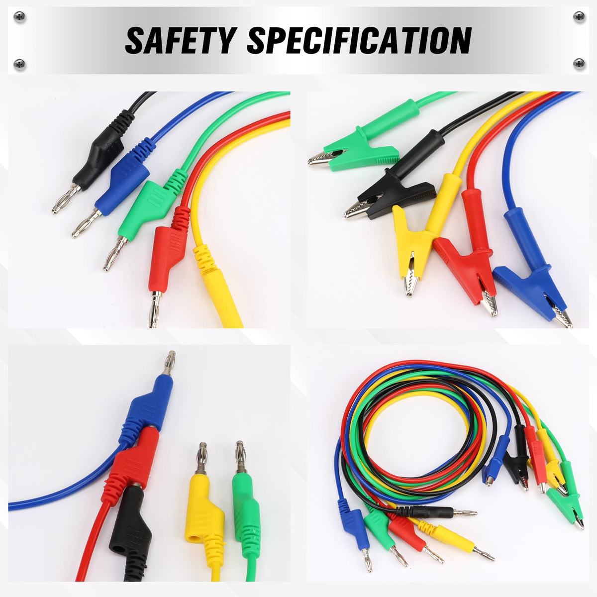 SWANLAKE 5-Piece Banana Plug to Alligator Clip Test Leads, 1000V 15A 3.5ft/1M Multimeter Electrical Alligator Clips, Flexible Copper Cable Banana Plug, Electrical Wires with Gator Clips