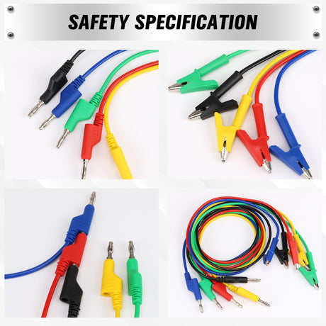 SWANLAKE 5-Piece Banana Plug to Alligator Clip Test Leads, 1000V 15A 3.5ft/1M Multimeter Electrical Alligator Clips, Flexible Copper Cable Banana Plug, Electrical Wires with Gator Clips