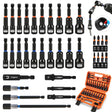 35 PCS Magnetic Nut Driver Set, Impact Drill Driver Bit 1/4" Hex Shank, SAE & Metric Cr-V Steel Nut Drivers with Quick-Release Extensions, Impact Socket Adapters, Bit Holder, 8PCS S2 Bits, Toolbox