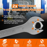 HORUSDY Thin Open End Wrench Set | Bike Wrench Set with Rolling Pouch | 19-Piece SAE & Metric | CR-V Steel | 1/4" to 1-1/16" & 5.5mm to 27mm for Mechanics