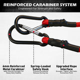 5-Piece 24 Inch Bungee Cords with Carabiner Hooks, Heavy Duty Rubber Elastic Tie Down Straps, Bungee Cord with Carabiner Clips for Cargo, Truck Bed, Camping, Motorcycle and Outdoor Use (Red)