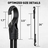 4-Piece 24-inch Adjustable Bungee Cords with Hooks, Easily Adjust from 7" to 24", Heavy Duty Outdoor Carabiner Bungee Cords, Black Super Elastic Cord for Cargo, Camping, Tents, Luggage | Amazon US image 2