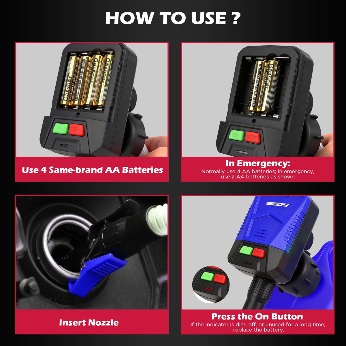 Automatic Fuel Transfer Pump with Auto-Stop, Battery-Operated Gas Can Pump
