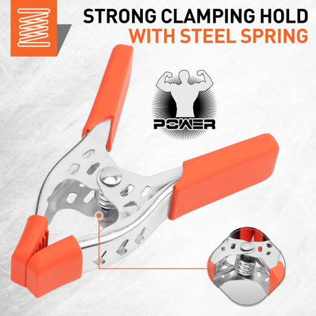 HORUSDY 4-Piece 8" inch Spring Clamp, Heavy Duty Spring Metal Spring Clamps, 3.4"-inch Jaw opening