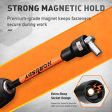 HORUSDY 59pcs Magnetic Nut Driver Set with 6-in-1 Ratcheting Screwdriver Handle, SAE & Metric 1/4 Inch Hex Shank Socket Set for Impact Drill with Quick-release Bit Holder and Extension Bar