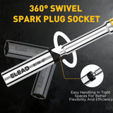 9/16" Swivel Magnetic Spark Plug Socket, 3/8" Drive x 6" Total Length, Thin Wall Spark Plug Removal Tool, 360 Degree Swivel, Enhanced Magnetic, 6-Point Design, Cr-V Steel