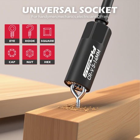 41-Piece Premium 1/4" Drive Magnetic Impact Nut Driver Set Metric & SAE Standard & Deep with Socket Adapters, 2-in-1 Ratchet Wrench, Wing Nut Driver, Universal Sockets, Quick Release Bit Holder