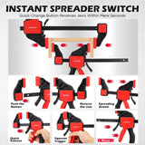 6-Pack 6 Inch Bar Clamps for Woodworking with Clamp Connector, 6" Quick-Release Wood Clamps with 150 LBS Load Limit, Trigger Clamp Set, One-Handed Clamps/Spreader Ideal for Woodworking DIY Projects