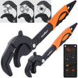 HORUSDY Heavy Duty Pipe Wrench Set, 10” and 15” Self-Adjusting Pipe Wrenches for Plumbing and HVAC, 2-Piece Pipe Vise Tool Kit for Standard and Irregular Nuts, Pipes, Fixtures – Pipe Wrench Set | Amazon US image 1