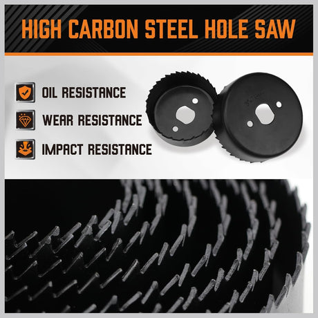HORUSDY Hole Saw Set 24PCS Hole Saw Kit,Hole Saw Drill Bit Kit, 3/4"-6" (19-152mm) 17PCS Saw Blades, 2 Mandrels, 3 Drill Bit, Installation Plate, Hex Key, For Drywall, Soft Wood, Plywood, Plastic, PVC
