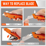 HORUSDY 2-Pack Box Cutter Utility Knife, Heavy Duty Aluminum Shell Retractable Box Cutter for Cardboard, Boxes and Cartons, Extra 10 Blades.