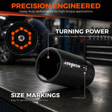 32-Piece 1/2" Drive Impact Socket Set - Metric (10mm–24mm) and SAE (3/8"–1") Deep Socket Set with Extension Bar, Swivel Socket, Adapter, CR-V Steel for Auto Repair