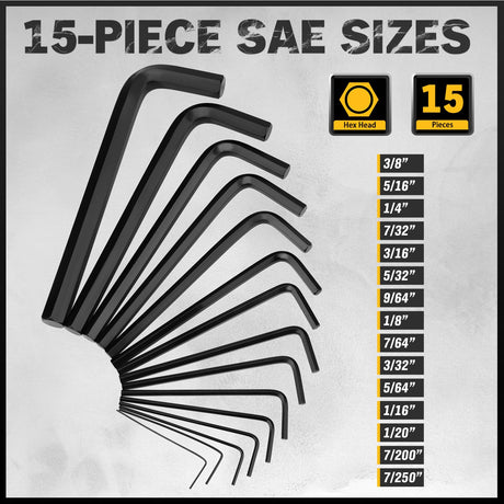 Hex Key Allen Wrench Set: 41-Piece Hex and Torx Key Set with Torque Handle, Standard SAE(0.028"-3/8") & Metric(0.7mm-10mm) & Torx(T9-T50) in Storage Case, Heat Treated Chrome Vanadium Steel