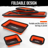 HORUSDY 3-Piece Magnetic Parts Tray Set, Tool Trays for Storage Organizer Screw, Bolts, Washers, Nuts and Small Tools. Tool Gifts for Men, Orange and Black