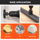 HORUSDY 8PCS Hole Saw Kit, 1"–2-1/8" (25–54mm), with 2 Pcs Drill Bits, Mandrel & Hex Key, Smooth Cut, DIY-Friendly Set for Soft Wood, Plywood, PVC