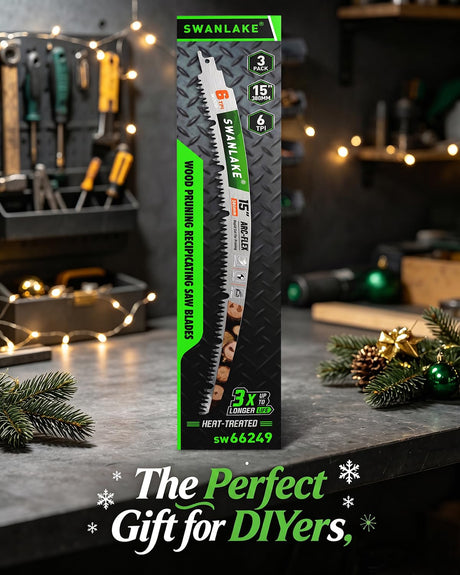 15-Inch Reciprocating Saw Blades, 3-Pack 6TPI Arc Edge for Pruning