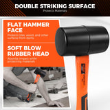 HORUSDY 16oz Durable Rubber Mallet Hammer with Fiberglass Handle, Non-Marring Blow Tool for Flooring, Tent Stakes, Woodworking, and Camping, Non-Slip Grip