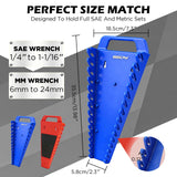2-Pack Magnetic Wrench Organizer with Non-Slip Handle, 24-Slot Heavy-Duty Wrench Rack Holders for Toolbox & Drawer Storage, Fits SAE 1/4"-1-1/16" and Metric 6mm-24mm Wrenches