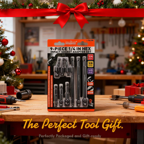 Impact Drill Socket Adapter Set and Universal Joints Socket Set 9-Piece 1/4" 3/8" and 1/2" Driver Socket Adapter, Power Drill