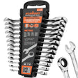 HORUSDY 13-Piece Sturdy Ratcheting Wrench Set | Metric Sizes 6–19mm | Max Torque Ratchet Combination Wrenches Set with Storage Rack | 72-Tooth | Chrome Vanadium Steel