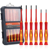 HORUSDY 1000V 6-Piece Mini Insulated Screwdriver Set, Magnetic Tip Mini Electrician Screwdriver Set Slotted(1.8mm,2.0mm2.5mm,3.0mm), Phillips: (PH00, PH0)
