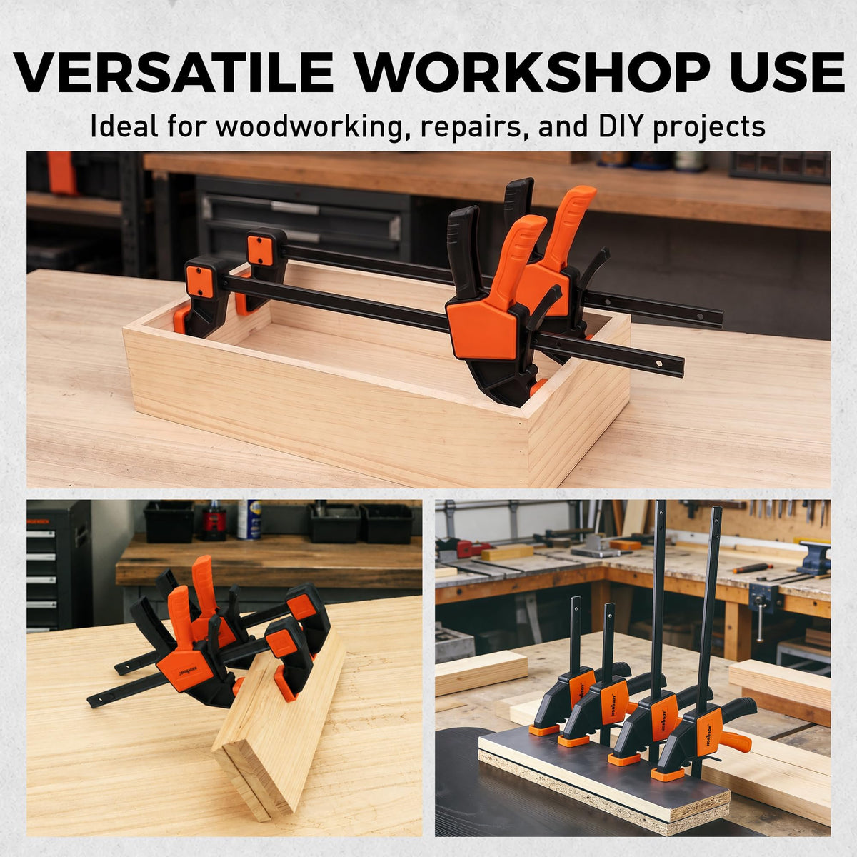 HORUSDY 6-Pack Wood Clamps for Woodworking, 12" and 6" Bar Clamps, Wood Working Clamp Sets, Quick Clamps F Clamp with 150 LBS Load Limit (6-Pack)