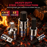 16-Piece Metric Hex Bit Socket Set, Premium S2 Steel, 2-14mm Allen