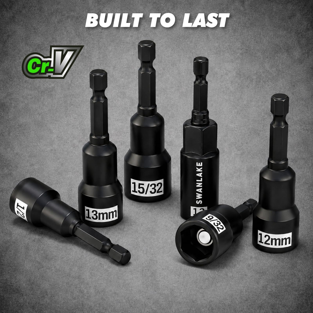 22-Piece Magnetic Nut Driver Set, Metric & SAE (5-13mm & 3/16"-1/2"), 1/4" Hex Shank Impact Bit Set, Wing Nut Driver Bits, Magnetic Aluminum Storage Rail